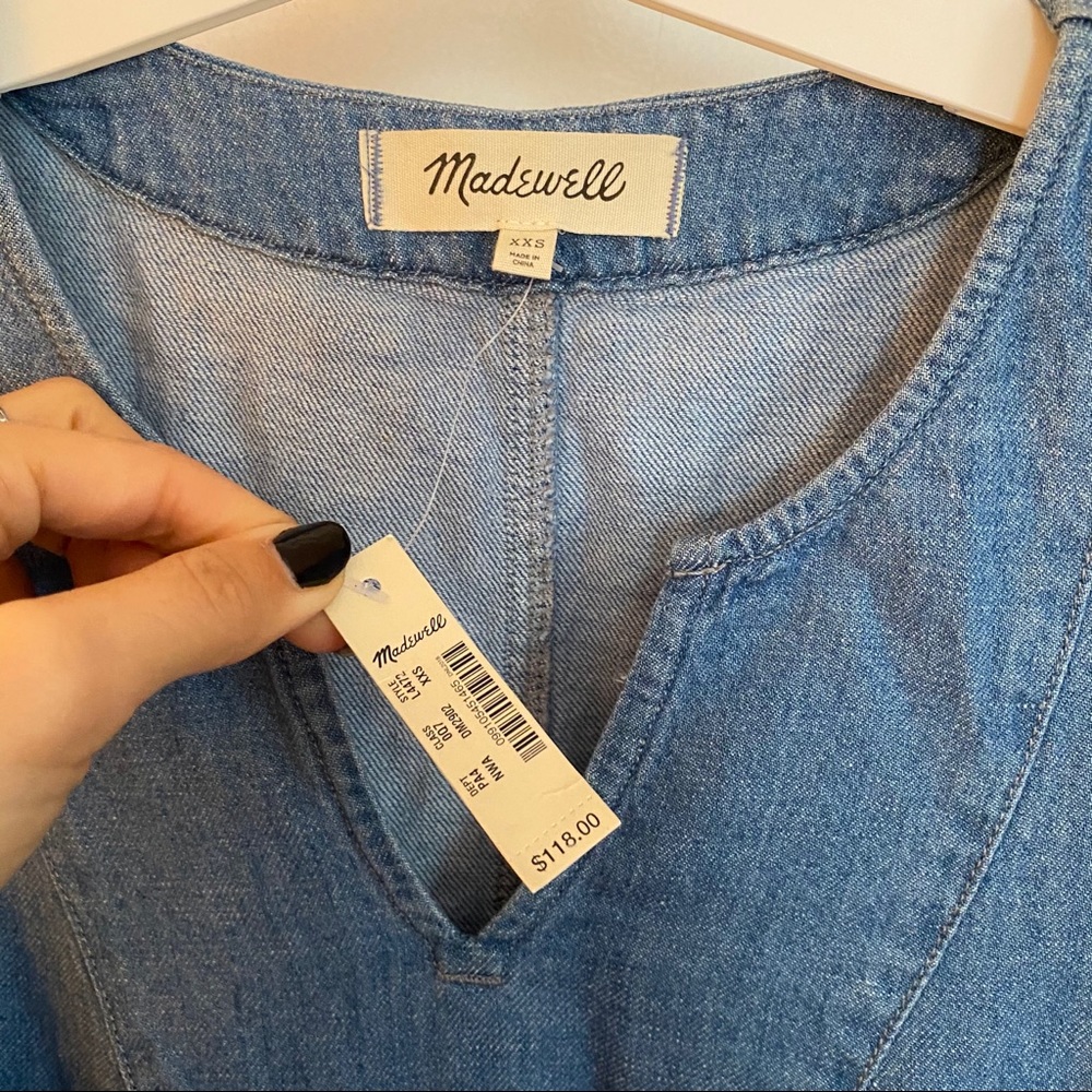 Madewell Denim Popover Swing Dress Newsom Wash XXS - Picture 7 of 11